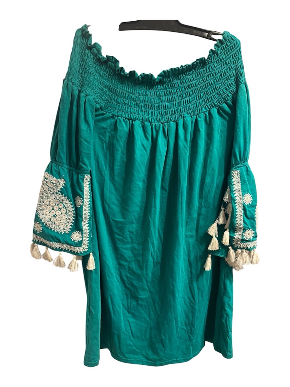 Boston Proper green Smocked Off-Shoulder dress